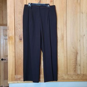 Asos Wide Leg High Rise Cropped Pleated Dress Pants, Size 12, Black
